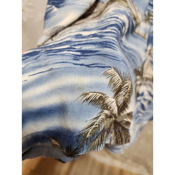 CROFT & BARROW MENS XL BLUE PALM TREE SHIRT VTG VACATION TROPICAL BEACH PARADISE - Picture 8 of 15